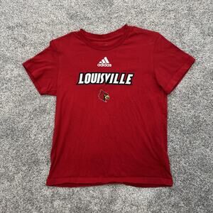 Louisville Cardinals Shirt Womens Small Red NCAA Basketball Adidas Cotton Tee